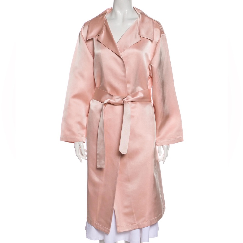 St.John Evening belted silk trench coat blush pink Size medium